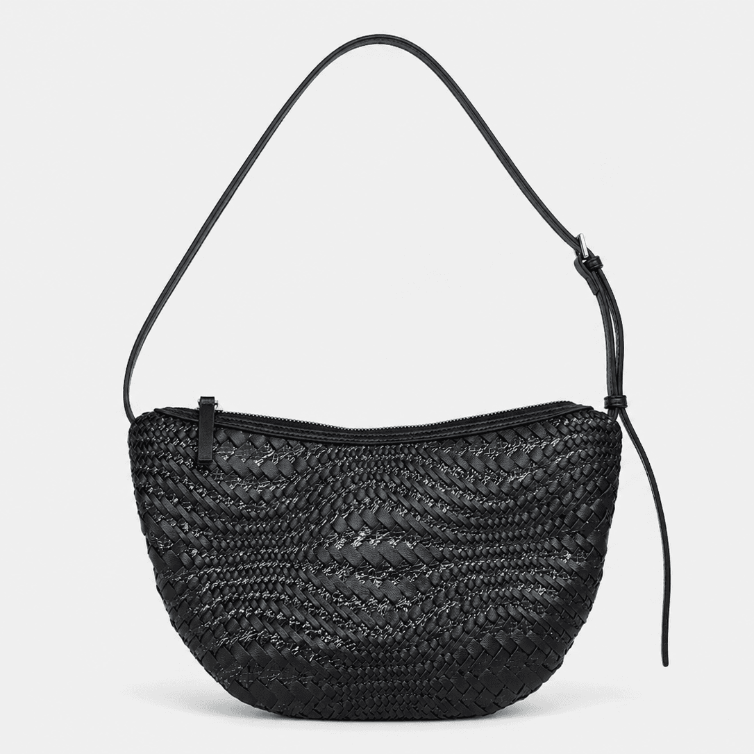 Black Woven Shoulder Bag for Everyday Carry